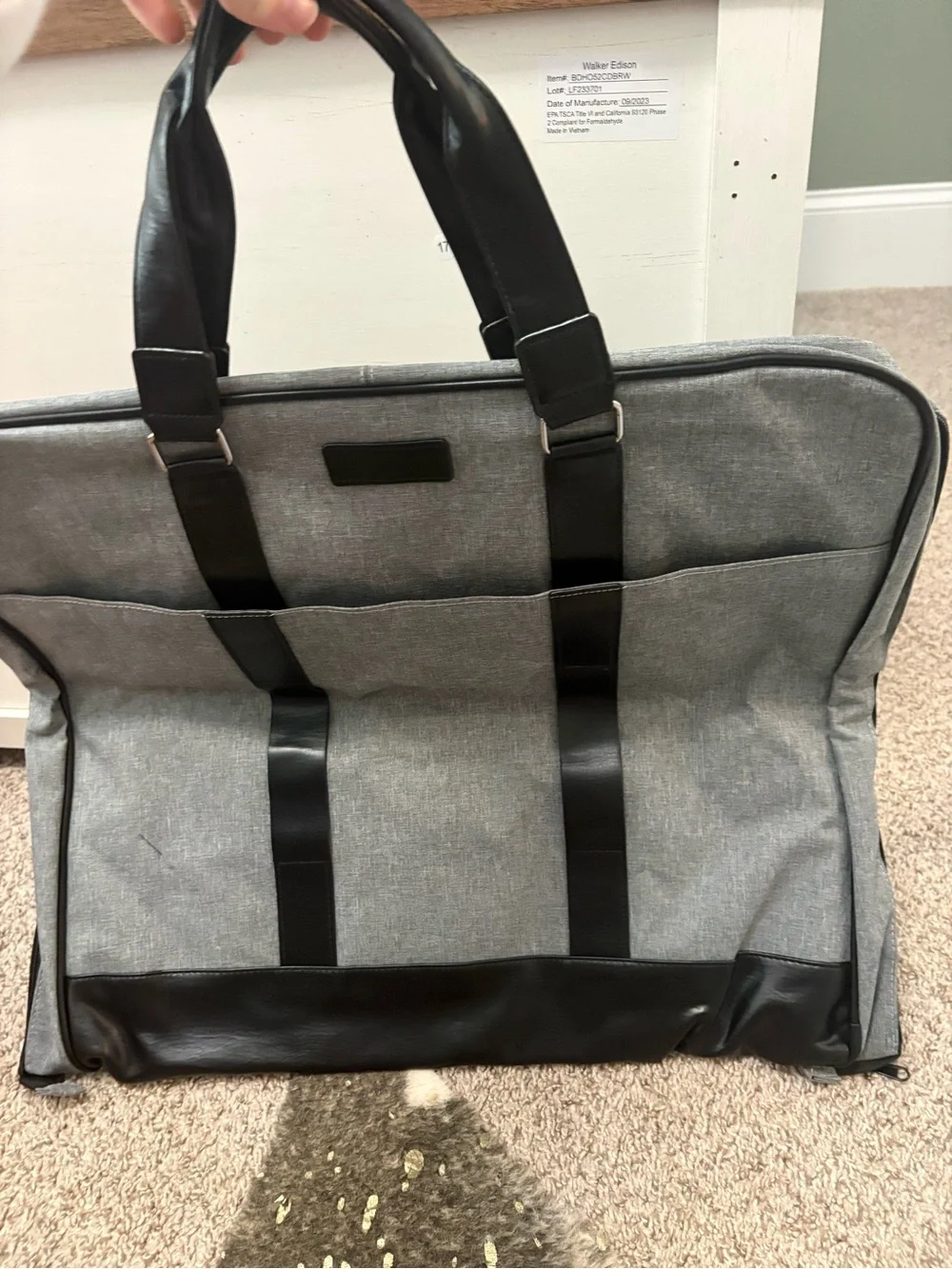 Grey and Black Travel Garment Bag